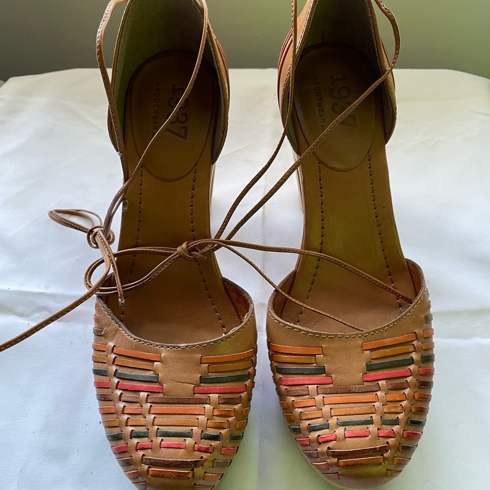 Madewell 1937 Ankle Tie Woven Platform Clogs